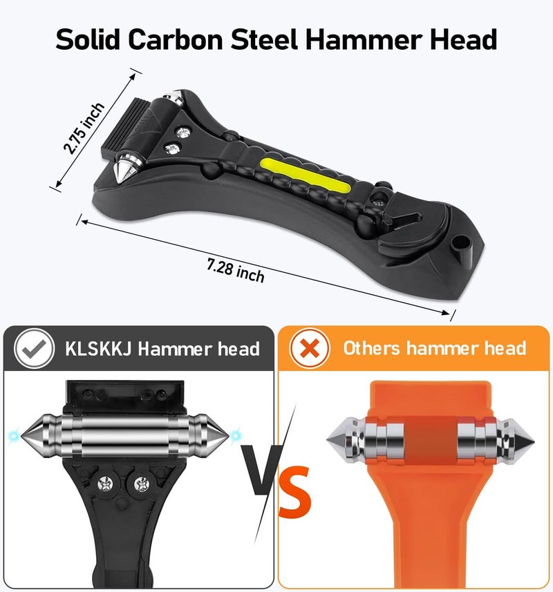 KLSKKJ Car Safety Hammer 4 Pack, Car Window Glass Breaker and Seat Belt Cutter Auto Emergency Escape Tool with Light Reflective Tape for Family Rescue, Life Saving Survival Kit - Image 4